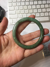 Load image into Gallery viewer, 55.5mm certified 100% natural Type A sunny green, oily dark green gray brown black Mountain After Rain(空山如洗) round cut jadeite jade bangle AZ174-1026
