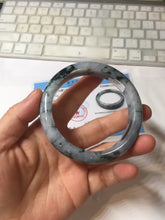 Load image into Gallery viewer, 60.5mm Certified Type A 100% Natural dark green/red/purple/gray Snowy Pine Mountain Jadeite Jade bangle PE116-1215
