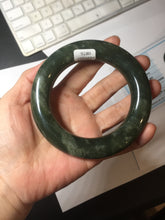 Load image into Gallery viewer, 59.4mm certified 100% Natural dark green/gray/black (nebula dust) chubby round cut nephrite Jade bangle HN56-0876
