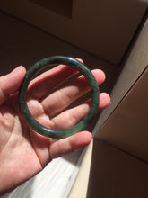 Load image into Gallery viewer, 57.6mm Certified 100% Natural Dark Green/Black Green Ink Painting (绿水墨) Round Cut Nephrite (Wulanhai 乌兰海碧玉) Bangle HN169-7335
