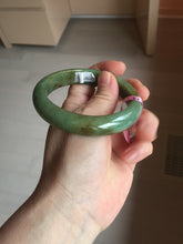 Load image into Gallery viewer, 56mm Certified Type A 100% Natural Pine Green subtle mottling russet accent Jadeite bangle KS40-1642
