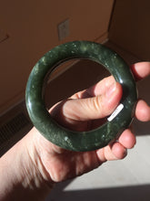 Load image into Gallery viewer, 59.5mm certified 100% Natural dark green/gray (nebula dust) chubby round cut nephrite Jade bangle HE101-0201
