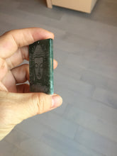 Load image into Gallery viewer, 100% natural blue/gray Guatemala  jadeite jade Guanyin (观音) safe and sound pendant/worry stone/decor PD194
