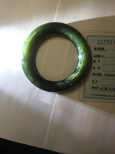 Load image into Gallery viewer, 59.4mm certified 100% Natural dark green/gray/black (nebula dust) chubby round cut nephrite Jade bangle HN56-0876

