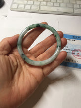 Load image into Gallery viewer, 55mm Certified Type A 100% Natural sunny green light green purple with green floating flowers slim round cut Jadeite bangle PD204-3919
