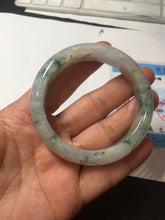 Load image into Gallery viewer, 51.2mm Certified  Type A 100% Natural light green carved branches and flowers and golden-painted jadeite jade bangle BH123-6069
