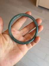 Load image into Gallery viewer, 60mm Certified Type A 100% Natural dark green blue gray black slim round cut Guatemala Jadeite bangle PJ13-4323
