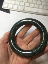 Load image into Gallery viewer, 59.4mm certified 100% Natural dark green/gray/black (nebula dust) chubby round cut nephrite Jade bangle HN56-0876
