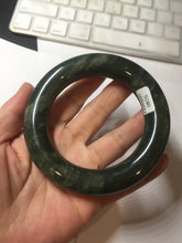 Load image into Gallery viewer, 59.4mm certified 100% Natural dark green/gray/black (nebula dust) chubby round cut nephrite Jade bangle HN56-0876

