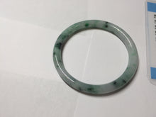Load image into Gallery viewer, 55mm Certified Type A 100% Natural sunny green light green purple with green floating flowers slim round cut Jadeite bangle PD204-3919
