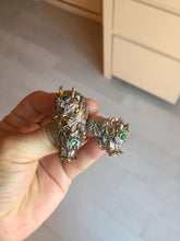 Load image into Gallery viewer, 100% natural type A icy watery green  jadeite with metal base Dragon Guardian Ring or thumb ring PD192
