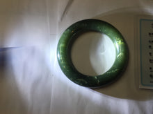 Load image into Gallery viewer, 55.2mm certified 100% Natural dark green/black Ocean Waves chubby round cut nephrite bangle HN185-0878
