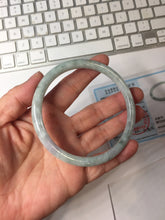 Load image into Gallery viewer, 65mm Certified type A 100% Natural light Green purple white round cut Jadeite bangle PB306-0164
