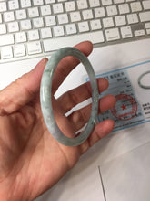 Load image into Gallery viewer, 65mm Certified type A 100% Natural light Green purple white round cut Jadeite bangle PB306-0164
