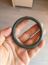 Load image into Gallery viewer, 55.4mm Certified Type A 100% Natural dark green blue gray black slim round cut Guatemala Jadeite bangle PJ14-4298
