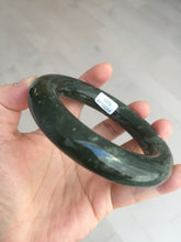 Load image into Gallery viewer, 59.5mm certified 100% Natural dark green/gray (nebula dust) chubby round cut nephrite Jade bangle HE101-0201
