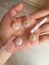 Load image into Gallery viewer, Type A 100% Natural light purple white Jadeite Jade Safety Guardian Button donuts Pendant group AU76
