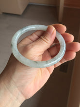 Load image into Gallery viewer, 58.5mm certified 100% natural Type A white dark green ink painting (水墨) round cut jadeite jade bangle PC160-3157
