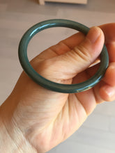 Load image into Gallery viewer, 55.4mm Certified Type A 100% Natural dark green blue gray black slim round cut Guatemala Jadeite bangle PJ14-4298
