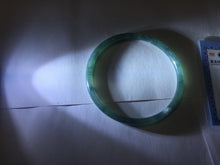 Load image into Gallery viewer, 58mm Type A 100% Natural half black half icy dark green/blue/gray Guatemala skinny round cut Jadeite bangle PJ25-9700
