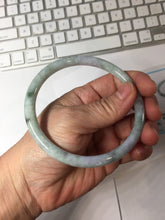 Load image into Gallery viewer, 65mm Certified type A 100% Natural light Green purple white round cut Jadeite bangle PB306-0164

