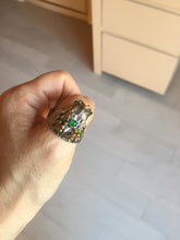 Load image into Gallery viewer, 100% natural type A icy watery green  jadeite with metal base Dragon Guardian Ring or thumb ring PD192
