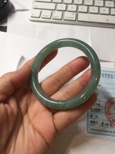 Load image into Gallery viewer, 53.6mm Certified 100% natural Type A dark green gray black(冰油青) round cut jadeite jade bangle AZ176-0514
