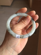 Load image into Gallery viewer, 58.5mm certified 100% natural Type A white dark green ink painting (水墨) jadeite jade bangle PC159-3152
