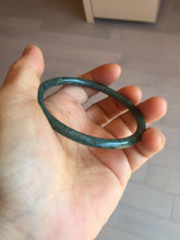 Load image into Gallery viewer, 58.2mm Certified Type A 100% Natural dark green blue gray black slim round cut Guatemala Jadeite bangle PC201-4313

