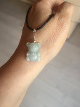 Load image into Gallery viewer, Type A 100% Natural light green white purple jadeite jade cute baby bear pendant AA65
