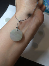 Load image into Gallery viewer, 100% Natural icy watery white/light green jadeite Jade round disc Pendant/worry stone BF99
