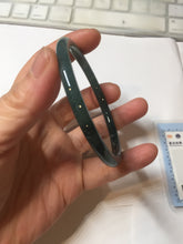 Load image into Gallery viewer, 59.2mm Certified Type A 100% Natural light green/blue/gray with flying snow Guatemala slim round cut Jadeite bangle PJ26-4318
