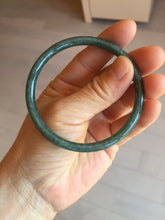 Load image into Gallery viewer, 58.2mm Certified Type A 100% Natural dark green blue gray black slim round cut Guatemala Jadeite bangle PC201-4313
