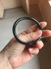 Load image into Gallery viewer, 57mm Type A 100% Natural icy black(冰乌鸡) blue gray Guatemala Slim Round Cut Jadeite Bangle PJ149-1379
