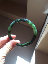 Load image into Gallery viewer, 56.5mm Certified 100% Natural Dark Green/Black Green Ink Painting (绿水墨) Round Cut Nephrite (Wulanhai 乌兰海碧玉) Bangle HN167-7332
