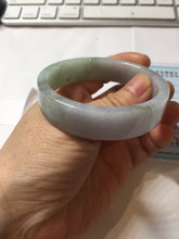Load image into Gallery viewer, 52.4mm Certified 100% natural Type A half dark green gray black(油青) half light purple Breeze of Provence series((普罗旺斯的风)) square jadeite jade bangle AZ177-0508
