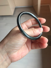 Load image into Gallery viewer, 57mm Type A 100% Natural icy black(冰乌鸡) blue gray Guatemala Slim Round Cut Jadeite Bangle PJ149-1379

