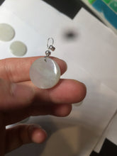 Load image into Gallery viewer, 100% Natural icy watery white/light green jadeite Jade round disc Pendant/worry stone BF99
