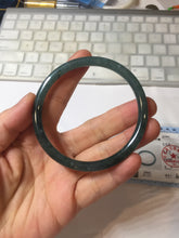 Load image into Gallery viewer, 59.2mm Certified Type A 100% Natural light green/blue/gray with flying snow Guatemala slim round cut Jadeite bangle PJ26-4318
