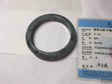 Load image into Gallery viewer, 55mm Certified Type A 100% Natural dark green purple with floating flowers Jadeite bangle PD134-6287
