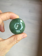 Load image into Gallery viewer, 34mm Type A 100% Natural oily dark green(老油青) Jadeite Jade Safety Guardian lenticular disc Button donuts pendant PA106
