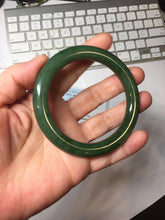 Load image into Gallery viewer, 56.2mm certified 100% Natural dark green/black nephrite (碧玉)  bangle Ht168-10-3918
