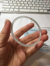 Load image into Gallery viewer, 59mm certifide Type A 100% Natural light green white skinny round cut Jadeite Jade bangle AZ178-0515
