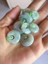 Load image into Gallery viewer, 100% natural Type A light green/white concentric circle jadeite jade safety Guardian ring pendant BN28
