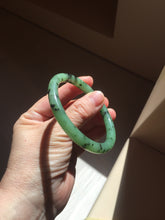 Load image into Gallery viewer, 55mm Certified 100% Natural Fresh Young Green/Dark Green/Black Green Ink Painting (绿水墨) Round Cut Nephrite (Wulanhai 乌兰海碧玉) Bangle HN166-7328
