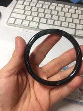 Load image into Gallery viewer, 57mm Type A 100% Natural icy black(冰乌鸡) blue gray Guatemala Slim Round Cut Jadeite Bangle PJ149-1379
