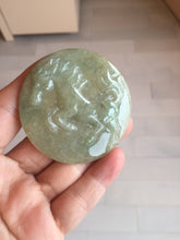 Load image into Gallery viewer, 100% Natural type A light green yellow  jadeite Jade horse pendant worry stone AA93
