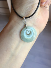 Load image into Gallery viewer, 100% natural Type A light green/white concentric circle jadeite jade safety Guardian ring pendant BN28
