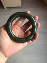 Load image into Gallery viewer, 59mm certified 100% Natural dark green/gray/black chubby round cut nephrite Jade bangle HF86-0209

