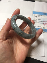 Load image into Gallery viewer, 55mm Certified Type A 100% Natural dark green purple with floating flowers Jadeite bangle PD134-6287
